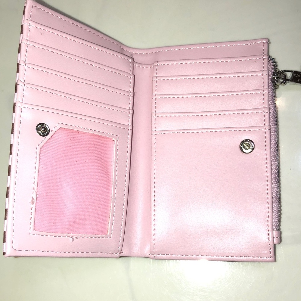 Madden Girl Pink & Brown Striped Bifold Faux Leather Wallet Dachshund Accent NWT - Picture 11 of 16